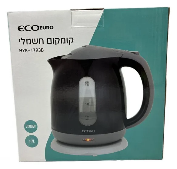 קומקום חשמלי פלסטיק שחור 1.7 ליטר